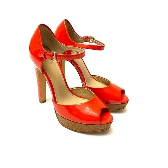 SAKS FIFTH AVE | Orange patent leather platforms - Picture 6 of 8